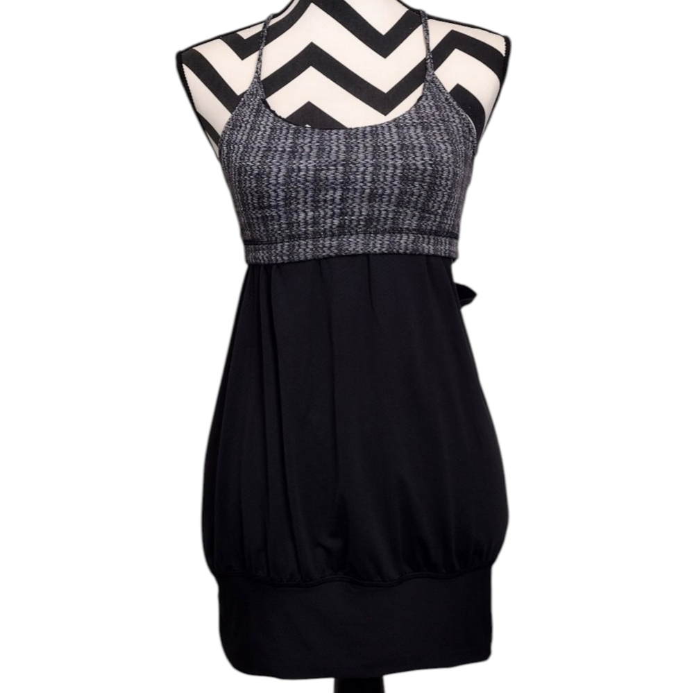Lululemon Black White Halter Babydoll Y2K Training Running Athletic Tank Top Sz6